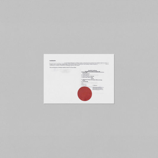 Document with Apostille Certification