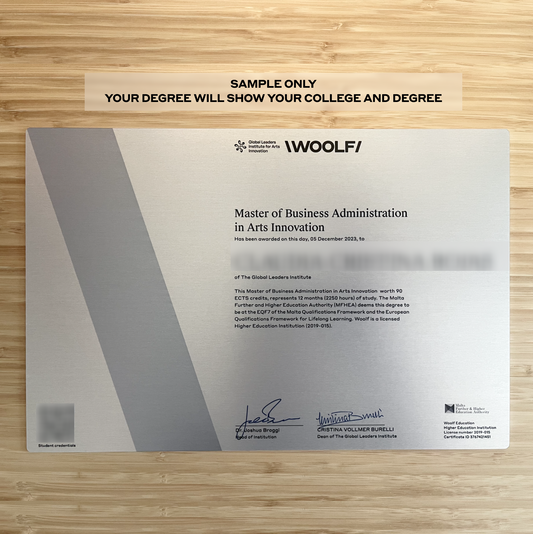 Woolf Degree Certificate – Aluminum